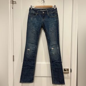 Low rise, American Eagle brand distressed straight fit Jean